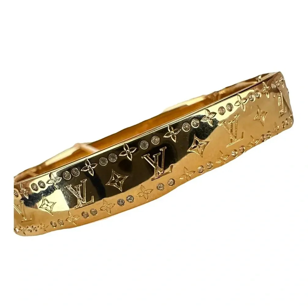 Louis Vuitton Nanogram Strass Bracelet Gold Crystal Bangle Certified Authentic 💎 - Picture 5 of 11